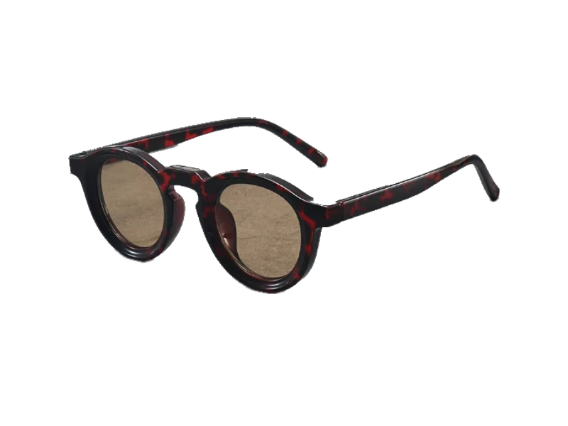 The Round in Ember: red tortoiseshell frame with brown lenses